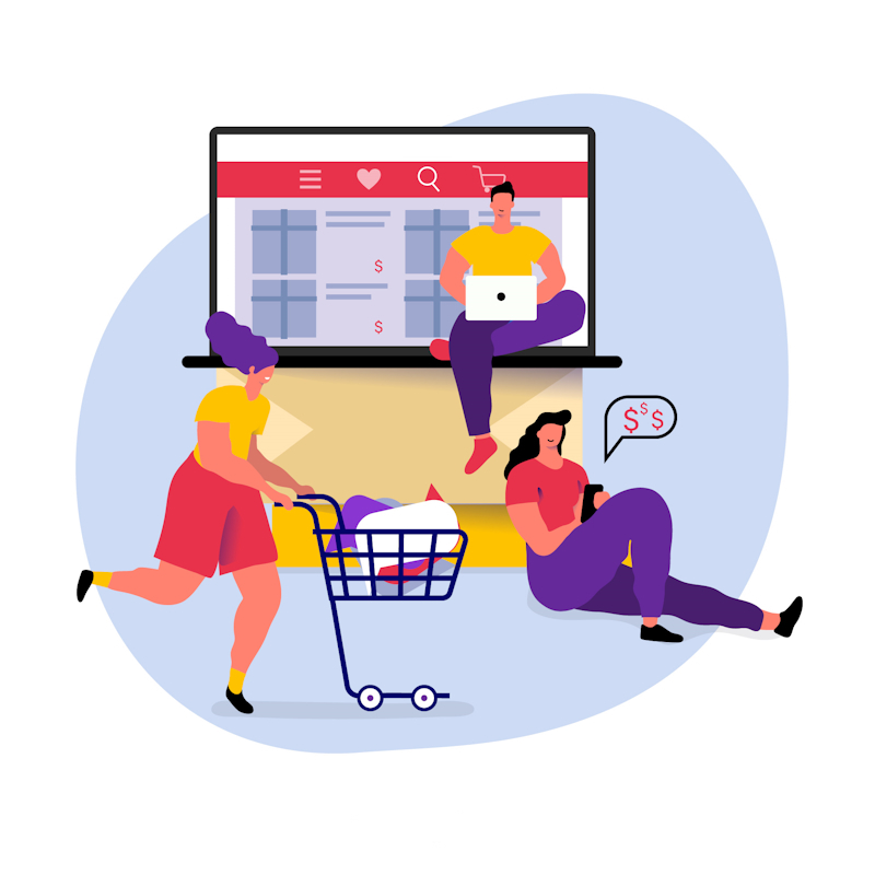 Image représentant un site internet avec un caddie