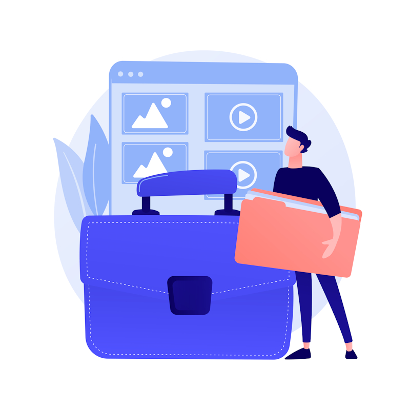 Image représentant un site internet avec une malette